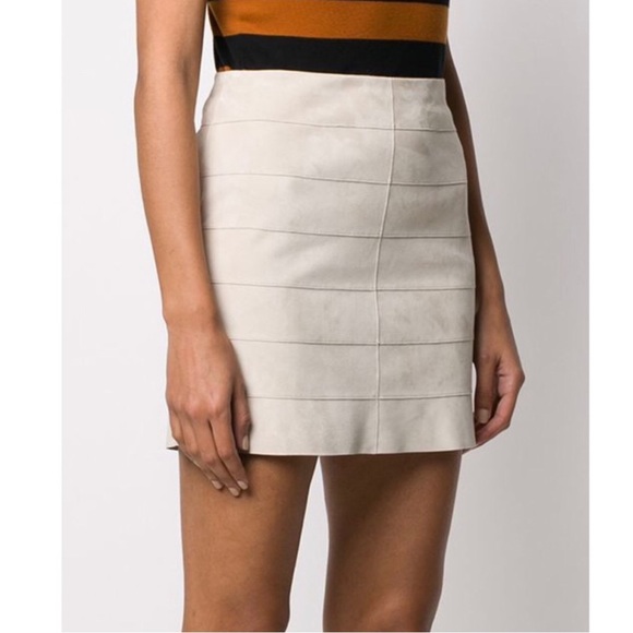 NEW THEORY STRIPE SEAM SUEDE MINI SKIRT - Picture 5 of 10